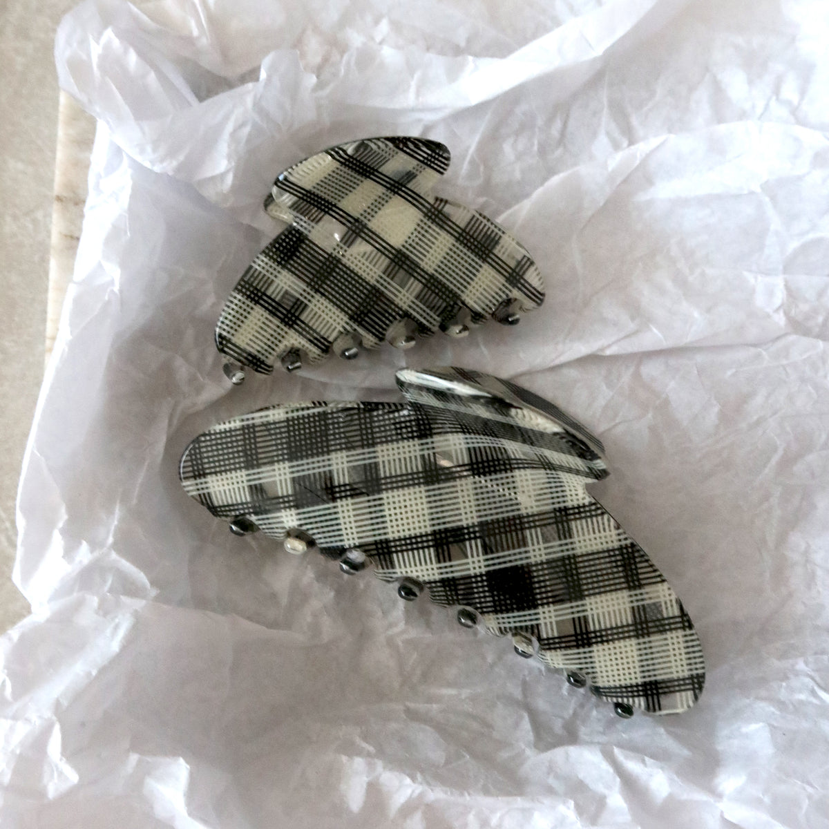 Сет щипки за коса Black Check