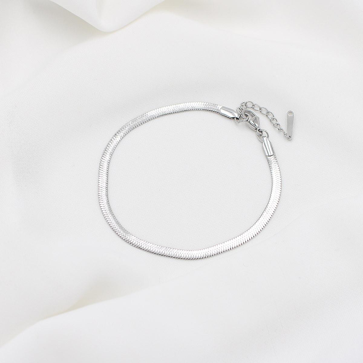 Гривна за глезен HERRINGBONE SILVER