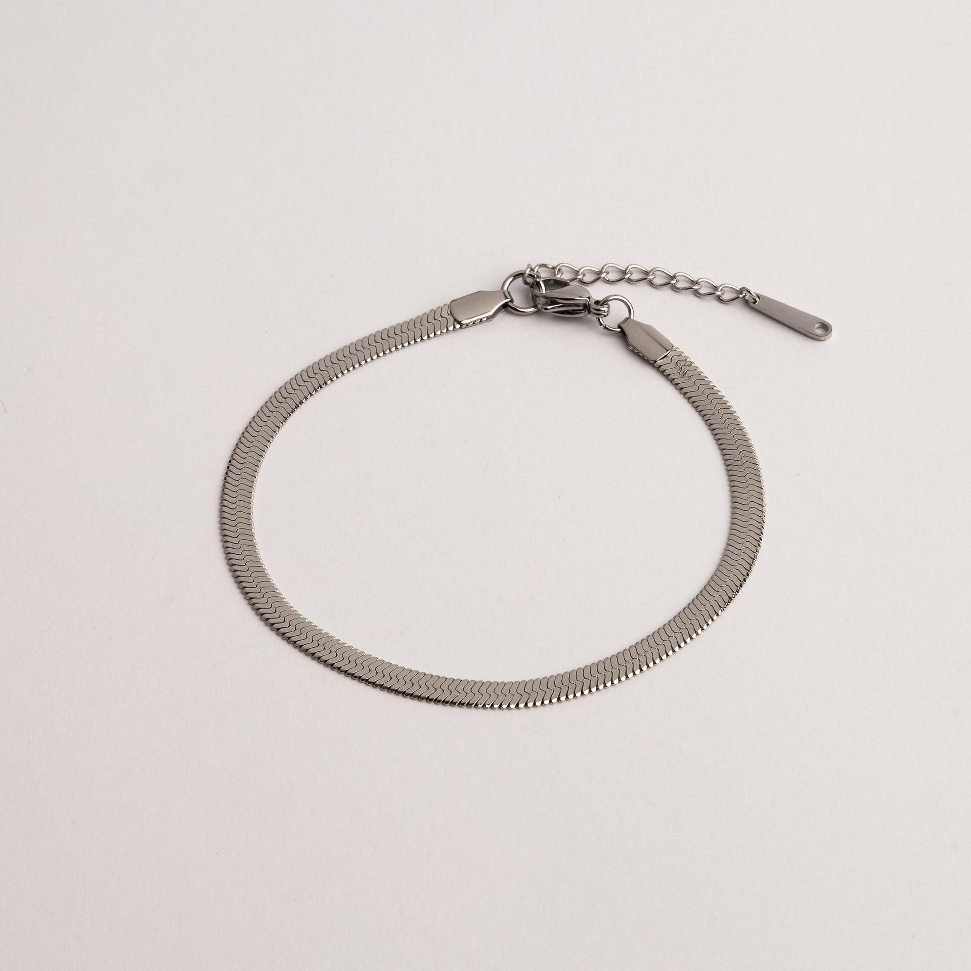 Гривна за глезен HERRINGBONE SILVER